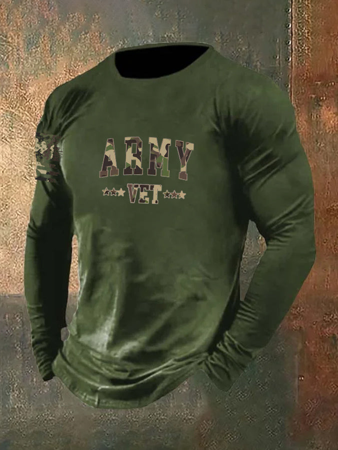 Men's Army Vet  Pattern Long Sleeve T-Shirt