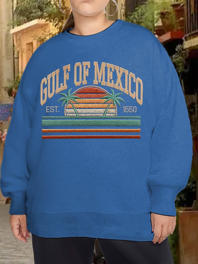 Women's Plus Size Gulf Of Mexico Print Sweatshirt