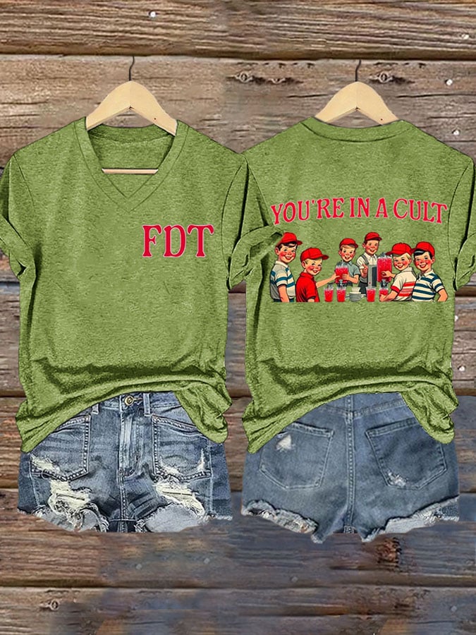 Women's Retro FDT You'Re In A Cult Print T-Shirt