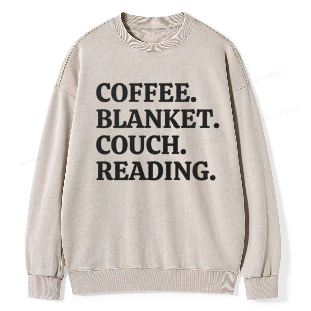 Coffee Blanket Couch Reading Unisex Washed Sweatshirt