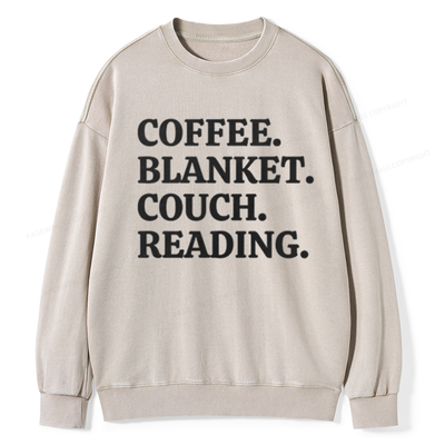 Coffee Blanket Couch Reading Unisex Washed Sweatshirt