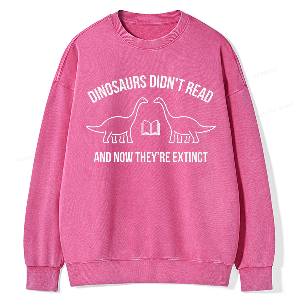 Dinosaurs Didn't Read Unisex Washed Sweatshirt