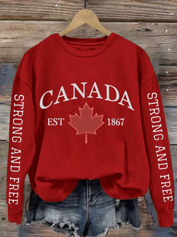 Women'S Canada Strong And Free Print Sweatshirt
