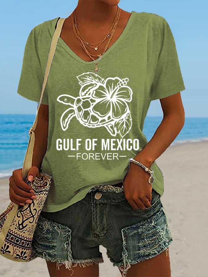 Women's Gulf Of Mexico Print Casual T-Shirt