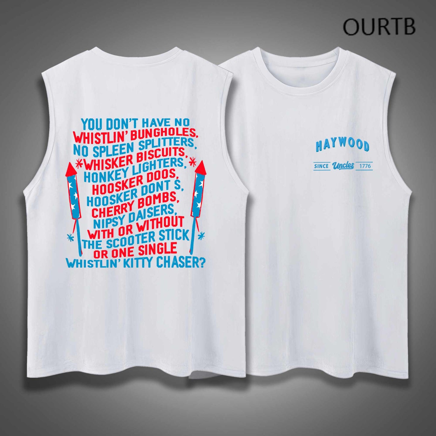 Haywood Uncle Since 1776 USA Independence Day Funny Adult Discomfort Art Print Cotton Sleeveless Tank Tops