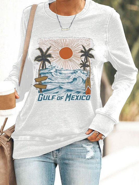 Women's Gulf Of Mexico Print Crewneck Sweatshirt