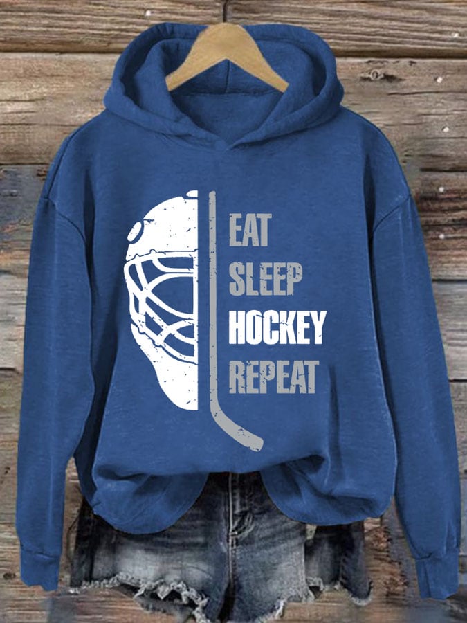Women's Eat Sleep Hockey Repeat Print Casual Sweatshirt