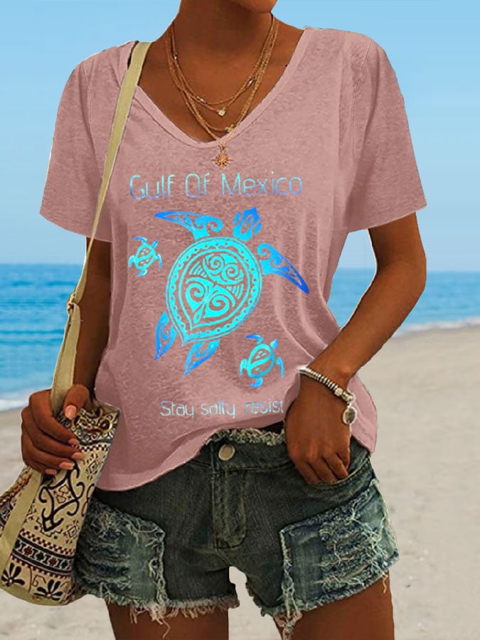 Women's Gulf Of Mexico Print Casual T-Shirt