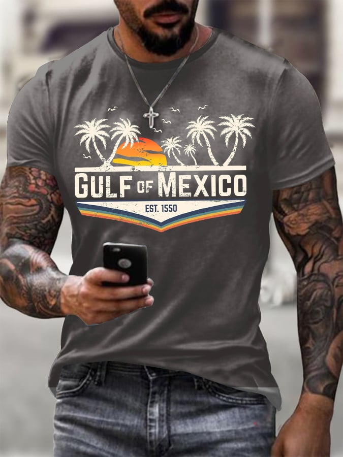 Men's Gulf Of Mexico Printed Round Neck T-Shirt