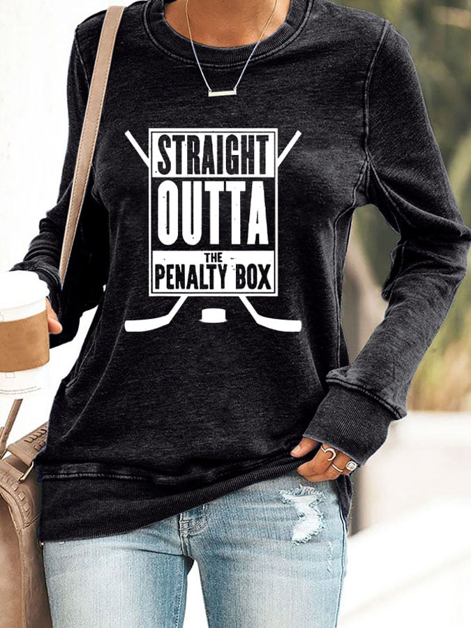 Women's Straight Outta the Penalty Box Printed Casual Sweatshirt