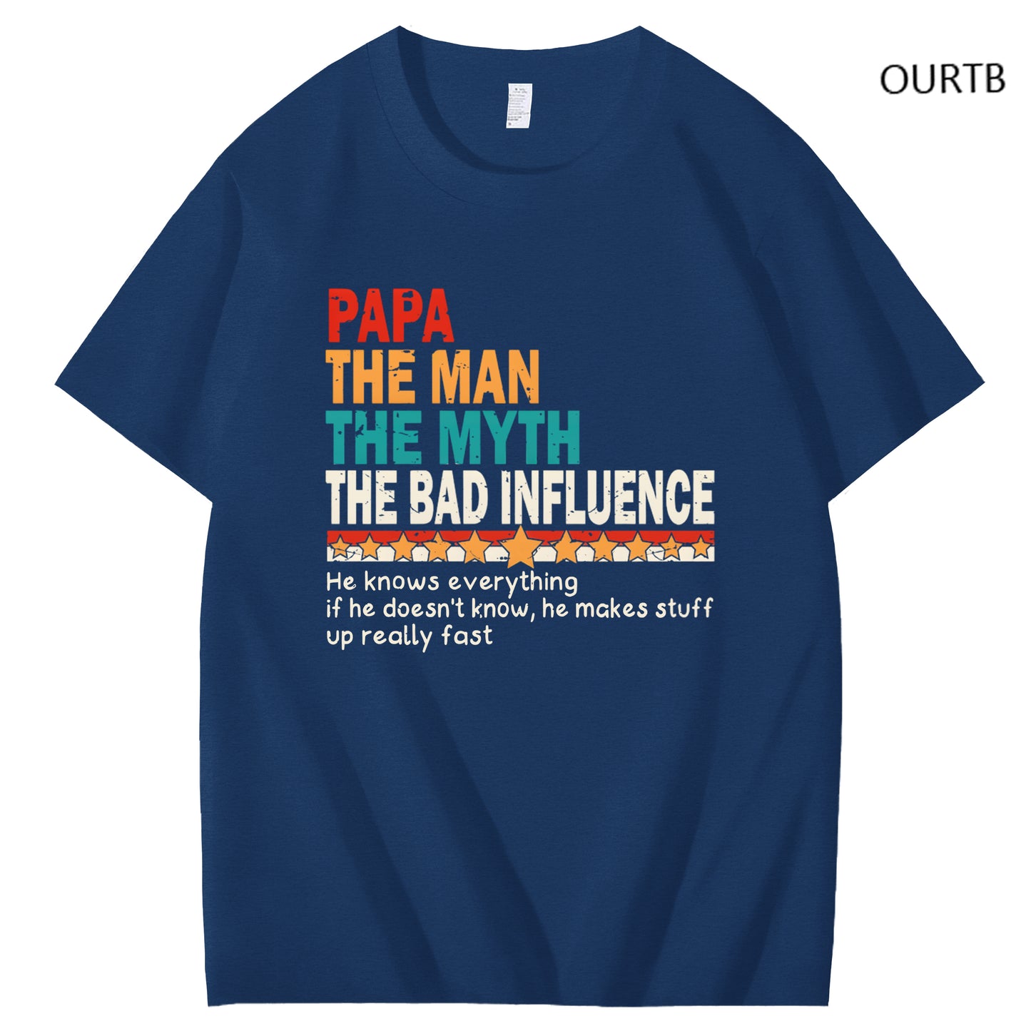 Papa The Man The Myth The Bad Influence Art Pattern Print T-Shirt