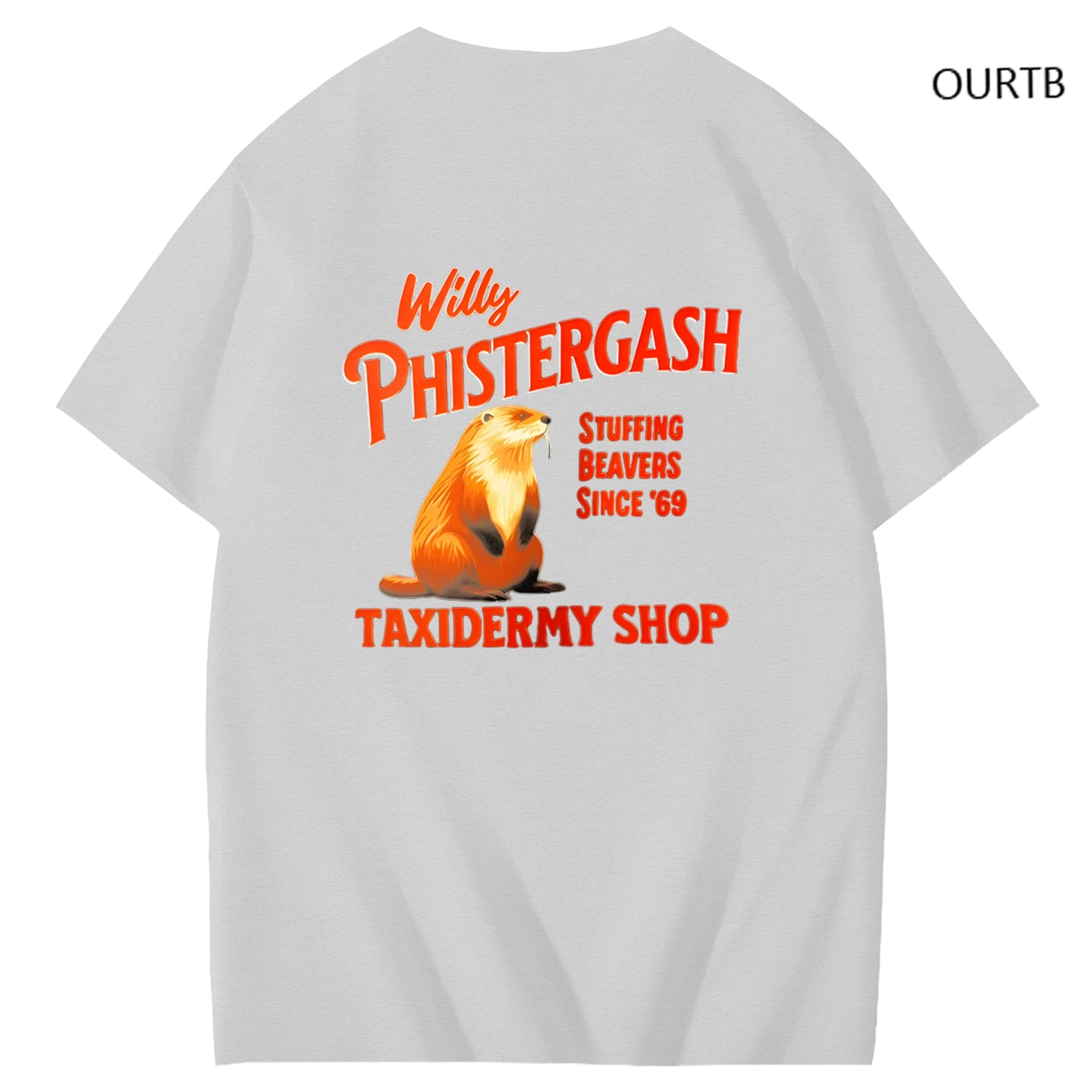 Willy Phistergash Stuffing Beavers Since'69 Taxidermy Shop Art Pattern Print T-Shirt