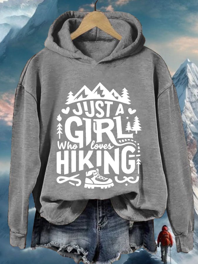Women's Just A Girl Who Loves Hiking Print Casual Sweatshirt