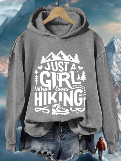 Women's Just A Girl Who Loves Hiking Print Casual Sweatshirt