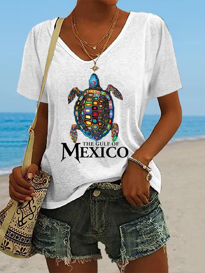 Women's Gulf Of Mexico Print Casual T-Shirt