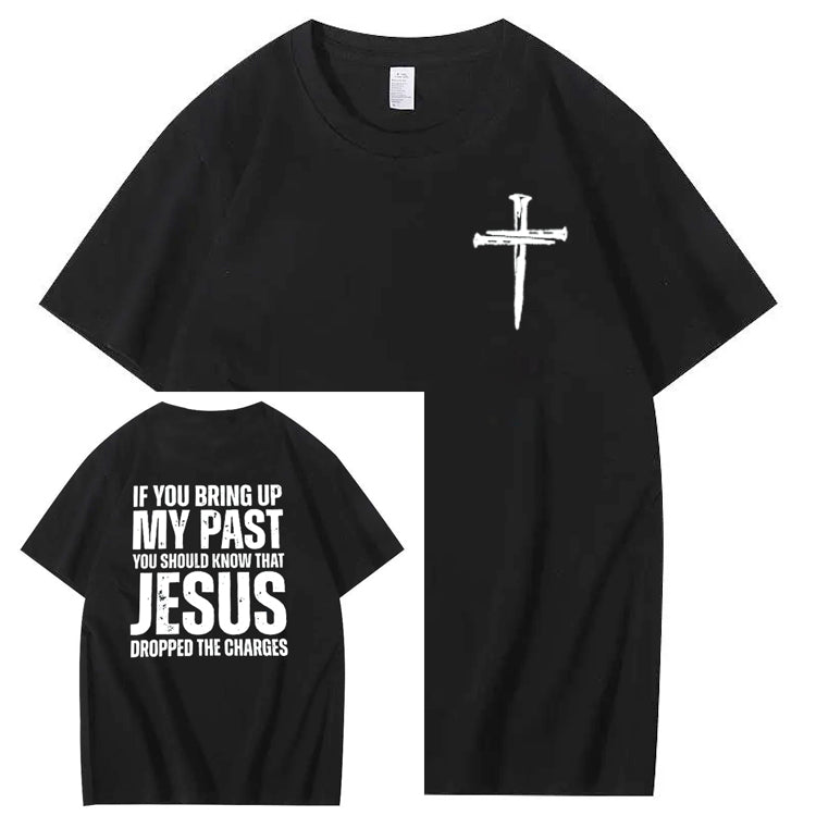 Bring Up My Past Jesus Pattern Print Crew Neck T-Shirt