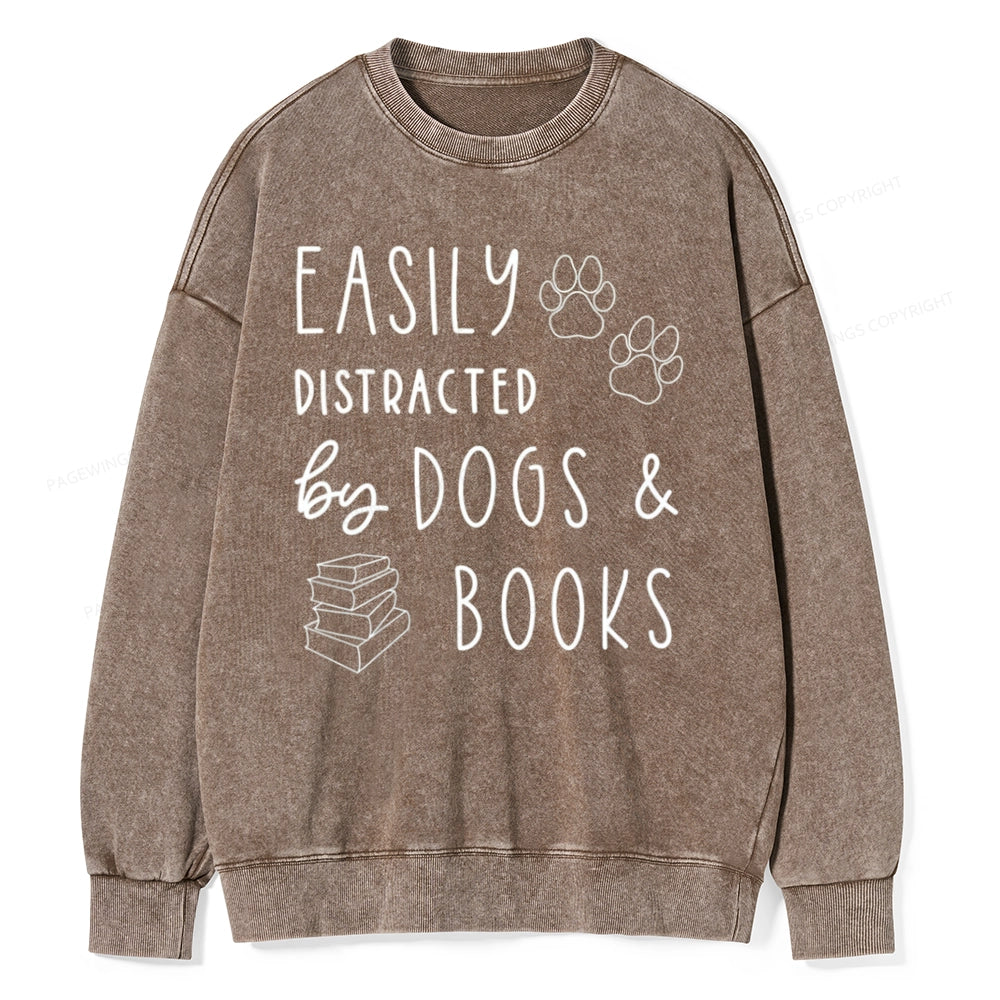 Dogs And Books Unisex Washed Sweatshirt
