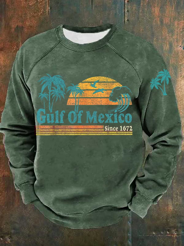Man's Gulf Of Mexico Print Casual Sweatershirt