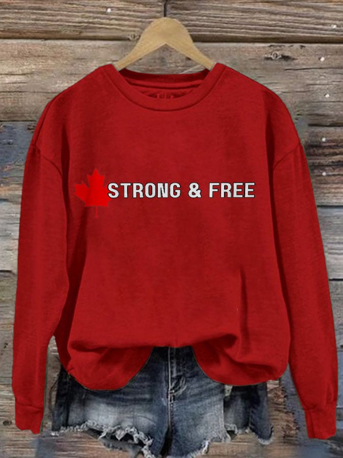 Women'S Canada Strong And Free Print Sweatshirt