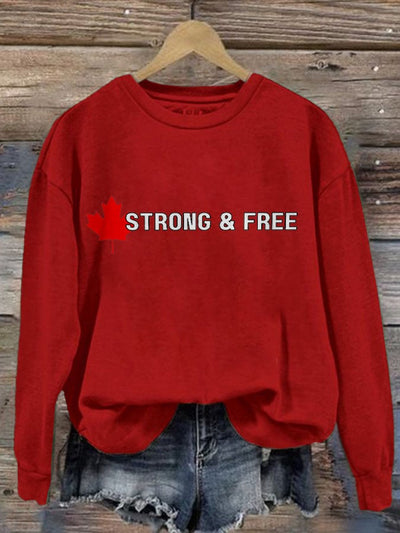 Women'S Canada Strong And Free Print Sweatshirt