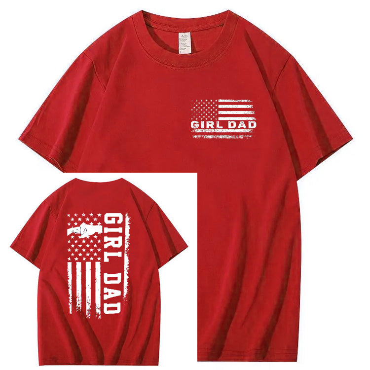 Girl Dad Pattern Print 100%Cotton T-Shirt