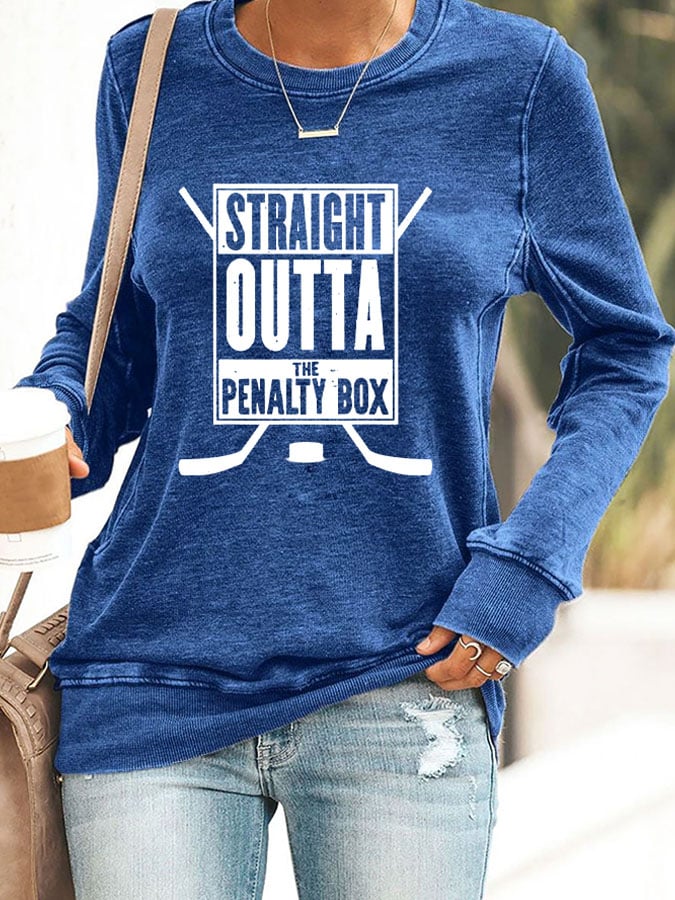 Women's Straight Outta the Penalty Box Printed Casual Sweatshirt