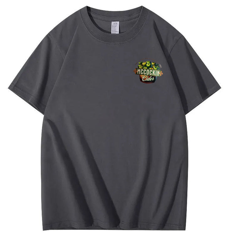 Mccuckin Cider Print Pattern Crew Neck T-Shirt