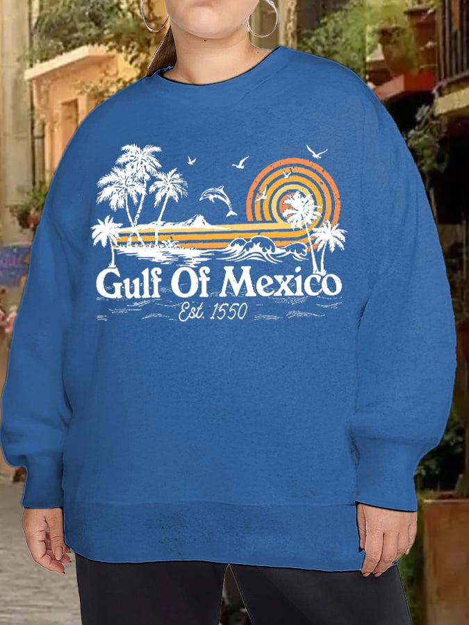 Women's Plus Size Gulf Of Mexico Print Sweatshirt