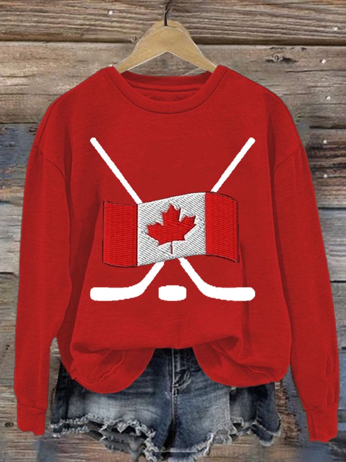 Women'S Canada Hockey Print Sweatshirt