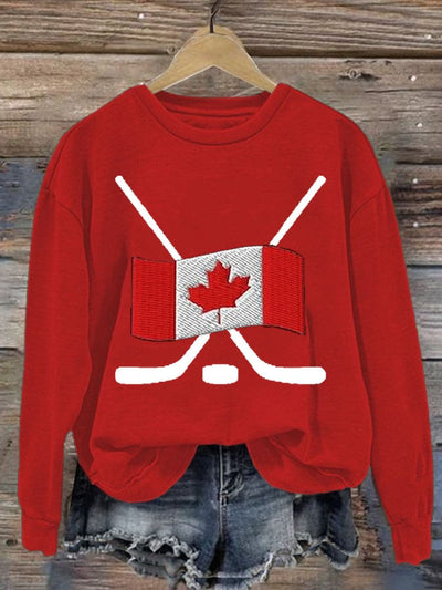 Women'S Canada Hockey Print Sweatshirt
