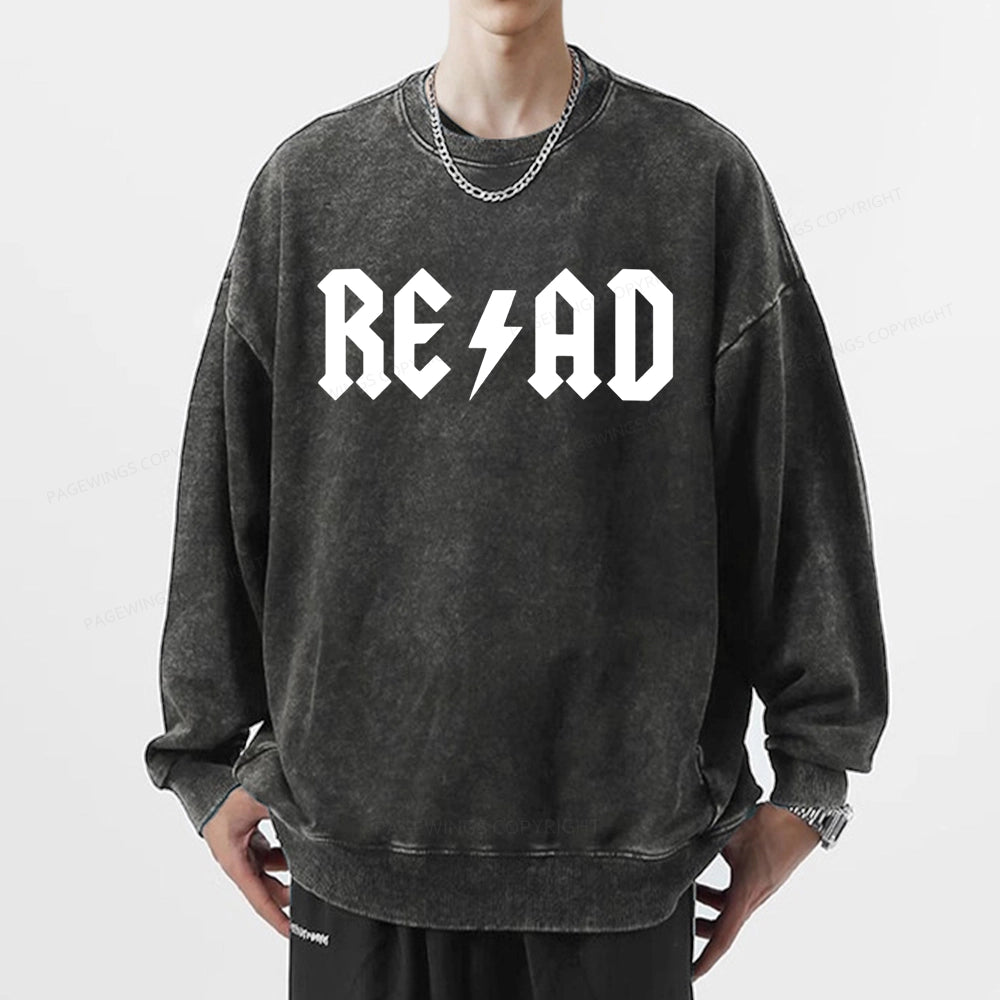 Read Back In The Library "rock And Roll" Unisex Washed Sweatshirt