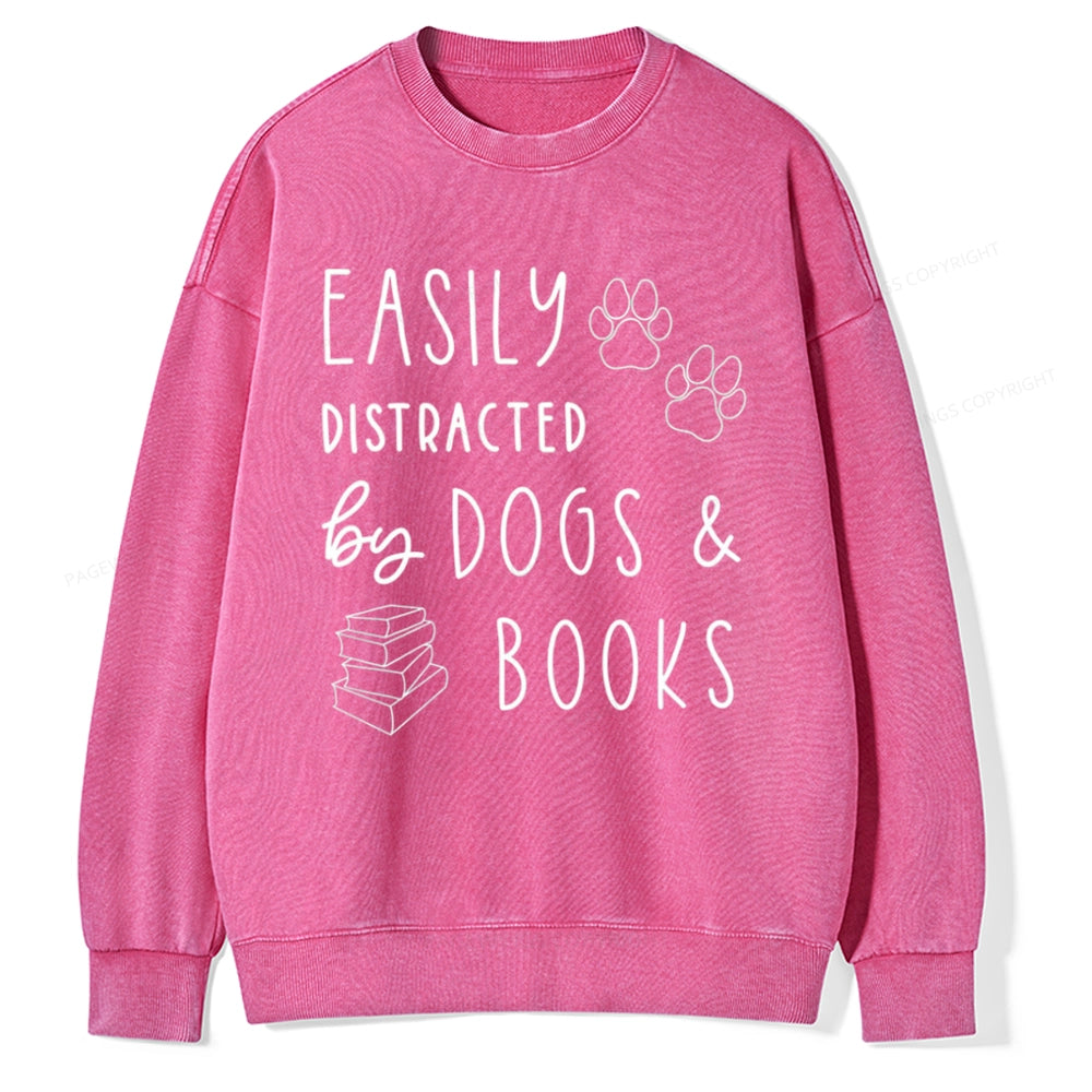 Dogs And Books Unisex Washed Sweatshirt