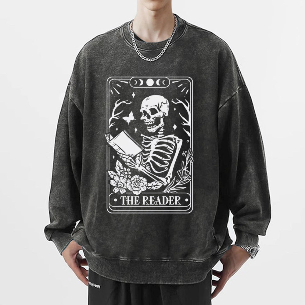 Halloween The Reader Tarot Card Unisex Washed Sweatshirt