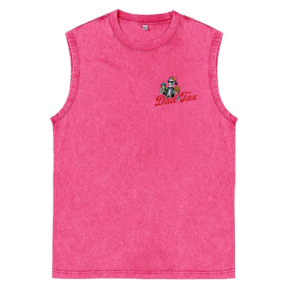 Dad Tax Pattern Sleeveless Cotton Washed Printed Loose Vest