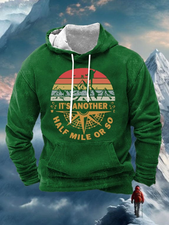Men's It's Another Half Mile Or So Print Casual Hooded Sweatshirt