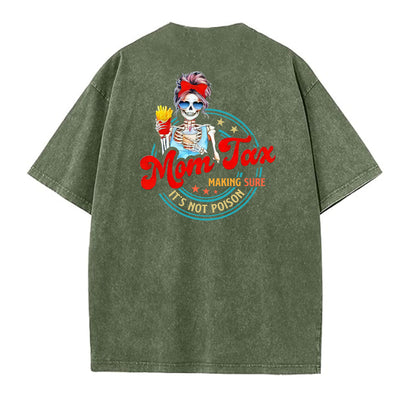 Mom Tax Washed And Distressed Pattern Crew Neck T-Shirt