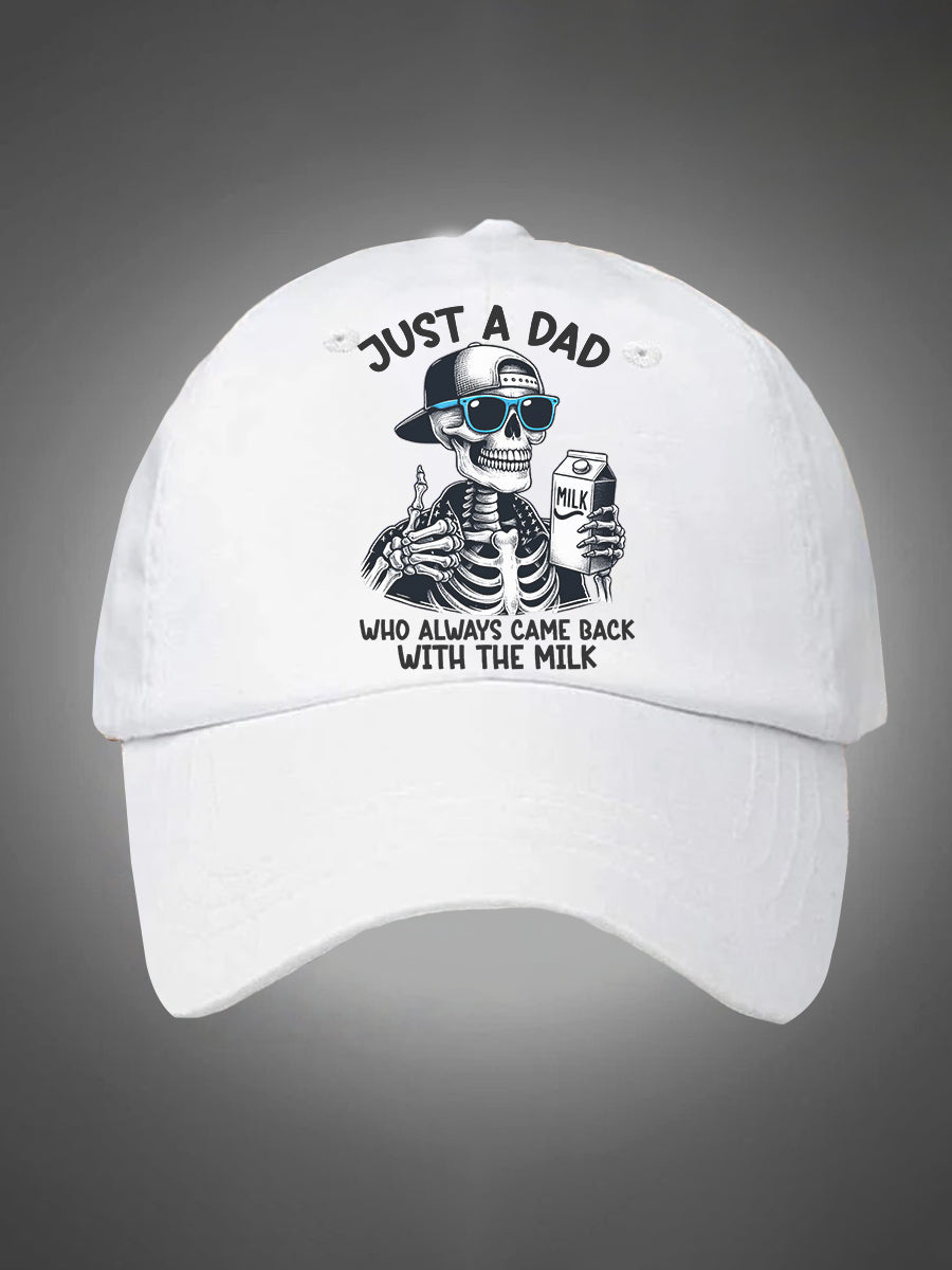 Just A Dad Who Always Came Back With The Milk Pattern Washed Hats