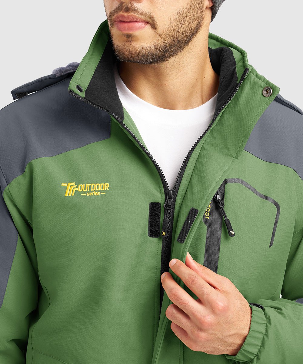 Men's Water Resistant Skiing Windbreaker Hooded Jacket