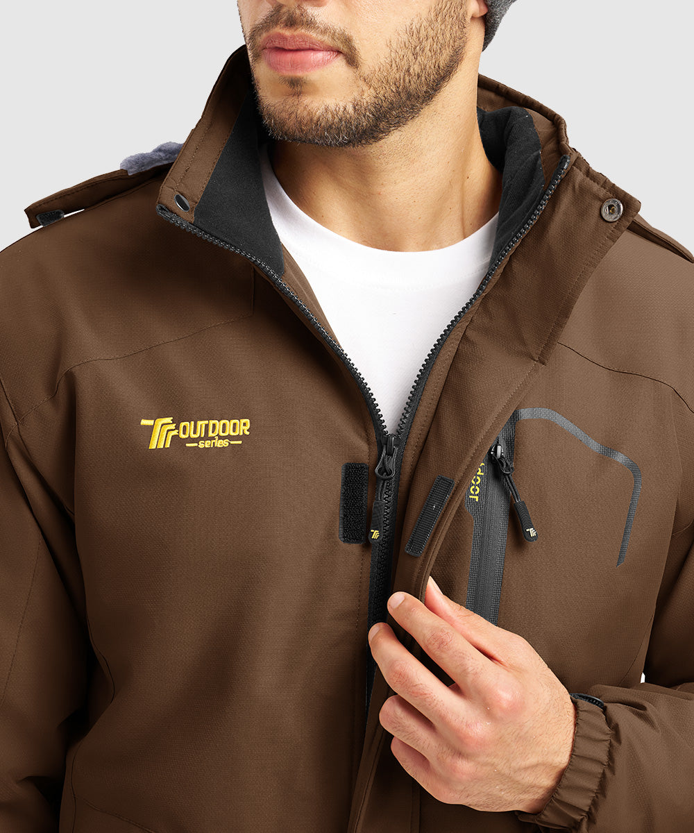 Men's Water Resistant Skiing Windbreaker Hooded Jacket