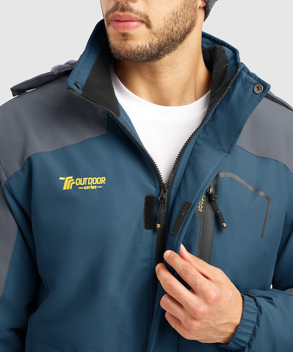 Men's Water Resistant Skiing Windbreaker Hooded Jacket