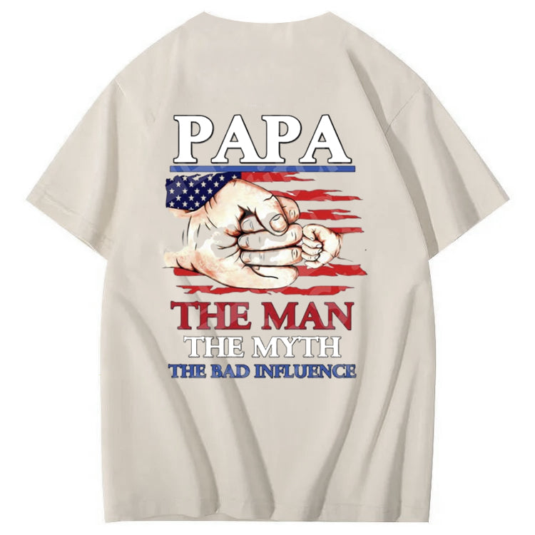 Cool Papa Club The Man The Myth The Bad Influence Art Pattern Print T-Shirt