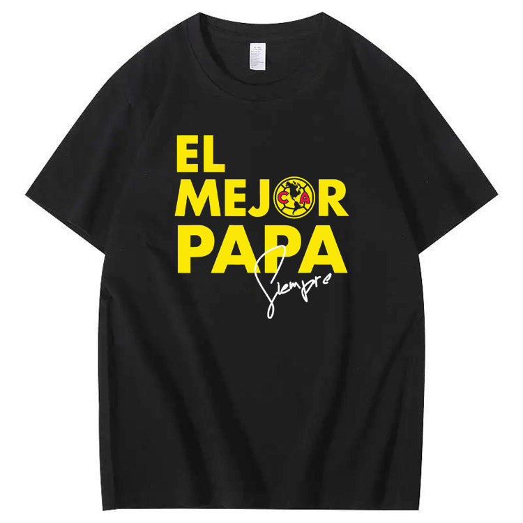 El Mejor Papa Siempre Pattern Print 100%Cotton T-Shirt