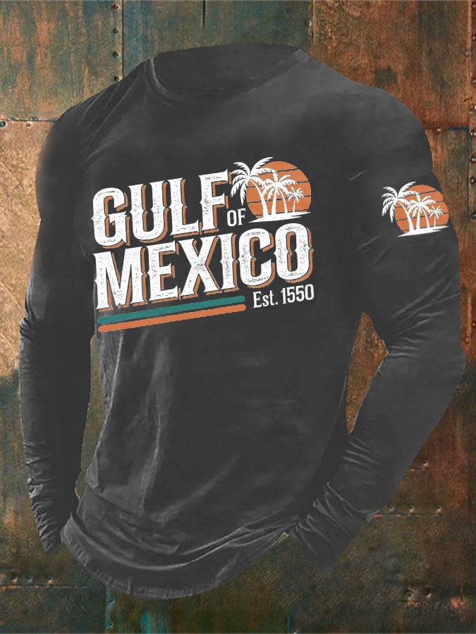 Men'S Retro Gulf of Mexico Print T-Shirt
