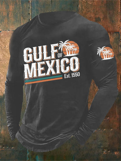 Men'S Retro Gulf of Mexico Print T-Shirt