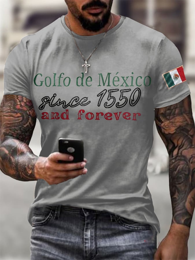 Men'S Retro Gulf Of Mexico Printed Casual Crew Neck T-Shirt
