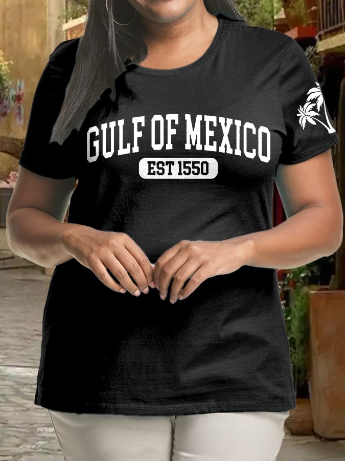 Women's Plus Size Gulf Of Mexico Print Crew Neck T-Shirt