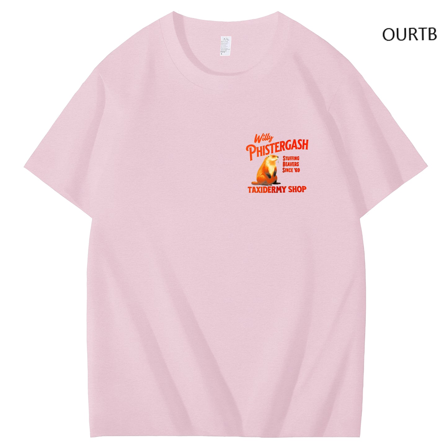 Willy Phistergash Stuffing Beavers Since'69 Taxidermy Shop Art Pattern Print T-Shirt