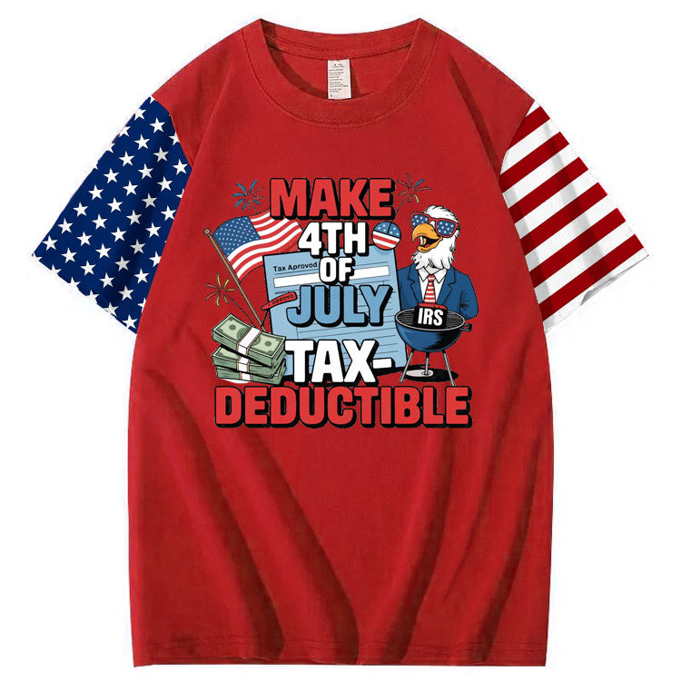 Make 4th Of July Tax Deductible Pattern Print 100%Cotton T-Shirt