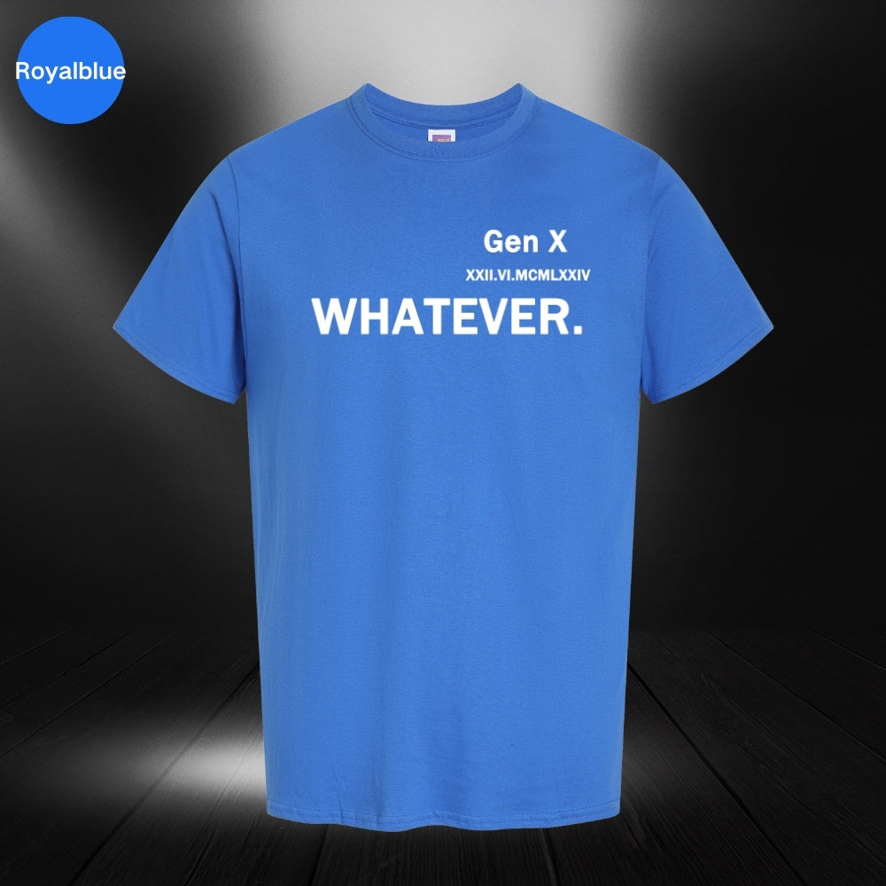 Whatever Customized birthday Roman numerals Gen X nostalgic T-shirt, minimalist style T-shirt, birthday gift for Dad