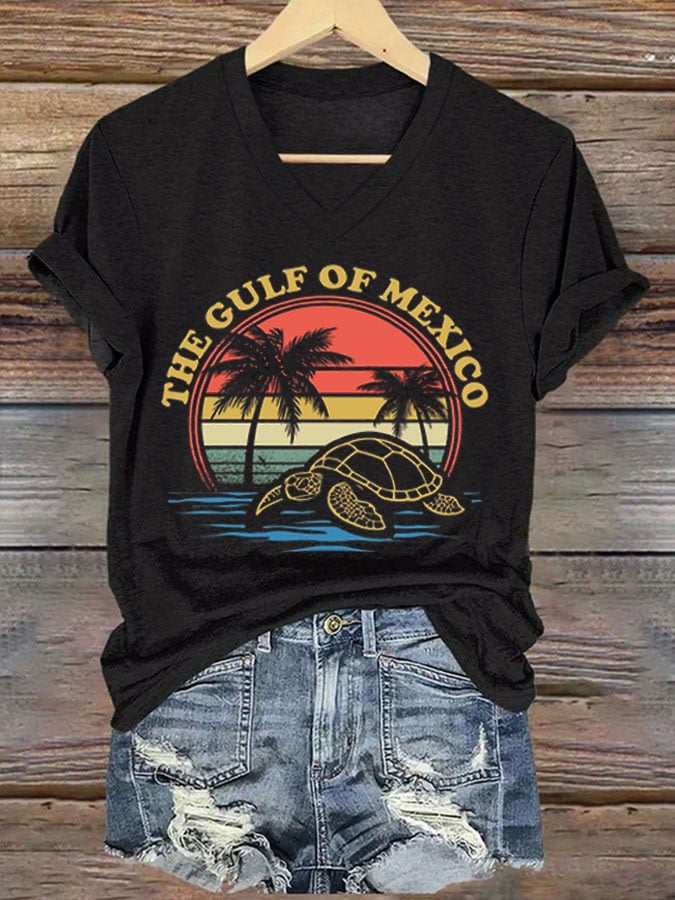 Women's Gulf of Mexico Print V-Neck T-Shirt
